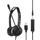 RMFC USB Headsets with 3.5mm Jack Noise Cancelling Mic & Audio Controls, Wired Stereo Computer Business Headphone Phone Headset Earphone with Microphone for PC Laptop Android Mobile Phone