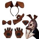 MAIHUO 5 Pcs Puppy Dog Costume Set,Animal Costume Accessories Dog Ears Headband Bow Tie Tail Fake Nose Puppy Paw Gloves Dog Fancy Dress Halloween Cosplay Party