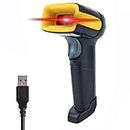 LENVII Wired Barcode Scanner 2D | Plug and Play QR Code Scanner | Handheld Barcode Reader 1D Bar Code Scanner for Shop,Supermarket, Logistics, Library | Compatible with 1D/2D Barcode Reading - Yellow