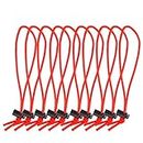 POWRIG 6" Elastic Cable Ties Bungee Cords Adjustable Cable Management Reusable -Red (10-pack)