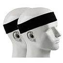 ipow 2 Stück Sport Stirnband Schweißband Anti-Rutsch Unisex Headband ideal für Tennis, Laufen, Crossfit, Fitness für Damen und Herren Schwarz