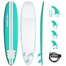 Wavestorm-15th Anniversary Edition Soft Top Foam 8ft Surfboard | for Beginners and All Levels | Includes Accessories | Leash and Multiple Fin Options, Turquoise pinline