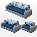 Casaliving Ronaldo - 3 + 2 + 1 Seater Sofa Set for Living Room (Blue Grey Fabric) (3+2+1)