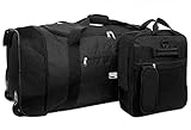 32 Inch Large Folding Wheeled Travel Sports Cargo Holdall Duffle Bag (0 Black)