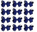 EUPSIIU 20 pcs Girls Small Hair Bows Grosgrain Ribbon Boutique Bows Clip Bow Tie Navy Blue Hair Bows Clips Slides Grips,Lovely Colorful Barrettes Hairpins Hair Accessories for School (Navy Blue)
