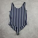Madewell Bodysuit Women's XL Blue Striped Nautical Stretch Scoop Neck Sleeveless