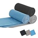 3 pack Asciugamano in Microfibra，da Viaggio, Leggero e Compatto per Vacanze, Fitness 80 x 40 cm（black+blue+grey）