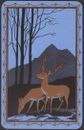 Playing Cards Single Card Old Vintage De La Rue * DEER Mountain Woods  Picture A