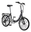 Schwinn Loop Adult Folding Bike for Men and Women, 20-inch Wheels, 7-Speed Drivetrain, Rear Cargo Rack, Carrying Bag, Black