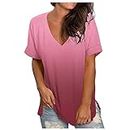 LRMQS Day Prime Deals Today 2024 Summer Tops for Women 2024 Plus Size Fashion Casual V Neck Short Sleeve T Shirts Comfy Trendy Ladies Blouse Tee Peime Your My Orders Womens Tunics