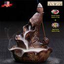 Ceramic Backflow Incense Burner Holder Lotus Waterfall & Incense Cones Gift