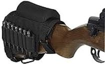 Gexgune Tactical Gun Fucle Buttstock, Caccia tiro Tactical Cheek Rest Pad Ammo Pouch con 7 gusci Holder Buttstock Cheek Rest Riser Cartridges Carrier Holder Case (Nero)