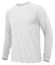 KEFITEVD Herren UV Shirt Outdoor Sonnenschutz Langarmshirt Polyester Funktionsshirt Sport Shirt Fitness Joggen Wassersport Performance T-Shirt Weiß L
