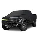 YIDEXIN Waterproof Car Covers for Ford F-150 2001-2021 Super Crew/Cab Short Bed 190T Covers Customer Fit 100% Waterproof Windproof Strap & Double Door Zipper Up to 235” L (Black)