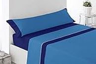 Anabel Textil-HOGAR: Sabanas de Verano Juego de 3 Piezas, Extra Suave Lisas y Bicolor. (Completo_150 x 190_200cm, Azul & Azul Marino)