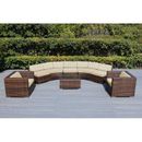 Latitude Run® Billyjo Wicker 7 - Person Curved Seating Group w/ Cushions - No Assembly Wicker/Rattan in Brown | Outdoor Furniture | Wayfair