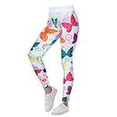 Yoga Pants for Women with Pockets High Waisted Sports Leggings Fitness Workout Tummy Control Butterfly XXL