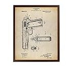 Turnip Designs Colt 1911 Semi-Automatic Pistol Patent Poster Art Print Colt 45 Pistol USAF Gun Enthusiast TNP60
