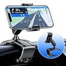 RIEMKSL Car Dashboard Phone Clip Holder, 360° Rotating Dash Steering Wheel Cell Phone Clamp Mount Stand Compatible with 4-7 Inch Smartphones (Black)