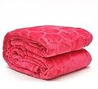 SHOPBITE 500 TC Floral Embossed Mink Blanket for Double Bed Blanket | Ultrasoft & Lightweight Solid Bed Blanket for Heavy Winter (Pink, Double Bed)