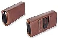 Realtech Dual Phone Belt Holster Leather Case Cover Clip Magnetic Closure for Mobile 6.7 inch Phone Holder - Coffe Brown