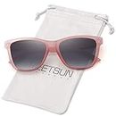 MEETSUN Polarized Sunglasses for Women Men Classic Retro Designer Style Pink Frame Gradient Lens