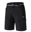 TACVASEN Men's Summer Outdoor Shorts Quick Dry Cargo Casual Hiking Shorts Black, 34