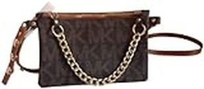Michael Kors Brown MK Signature Fanny Pack Belt Bag, Brown, X-Large, Fanny Pack