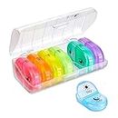 Fullicon Weekly Pill Organizer, Pill Organizer 2 Times a Day for Travel, Spill Proof AM PM Pill Organizer 7 Day, Large Pill Organizer for Medicine, Vitamin, Fish Oil, and Supplement (Clear Rainbow)