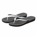 Aussie Soles™ Aussiana Slim Strap Orthotic Flip Flops with Arch Support for Adults - Unisex (EU 37/38 = UK 4/4.5, Black/Silver)