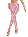 CHICTRY Women's See Through Sheer Long Pants Sexy Tight Leggings Stretchy Trousers Gym Sports Pants 2# Pink A M