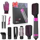 YZABOIUE Hair Dryer Brush, 5 in 1 Negative Ion Electric Hot Air Brush, Detachable and Interchangeable Blow Dryer Brush and Volumizer Styler, Salon Hair Straightener Curly Brush for Women Gift, Black