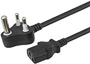 JGD PRODUCTS Power Cable Cord for CPU, Desktop PC, Monitor, SMPS and Printer - 1.5M India Plug IEC Mains Black