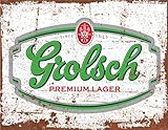 Targa in metallo da parete in alluminio e metallo, stile vintage, con scritta "Grolsch Dutch Beer Lager Drink", idea regalo