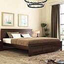Woodenio Solid Sheesham Wood King Size Bed Without Storage Bed for Bedroom Solid Wooden Furniture Beds for Home Living Room (Walnut Finish)
