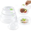 U-COOK Microwave Plate Cover Lid (5 Piece Set) - Dish Cover with Splatter Protection Guard, Steam Ventilation - Mixed Sizes For Large & Small Plates - Dishwasher Safe.