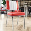SET OF 2 DINER STEEL CHROME | Dining Chair | Red | Leather | American Diner Chair,...