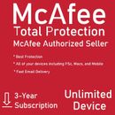 McAfee Total Protection UNLIMITED DEVICE / 3 YEAR (Account Subscription)