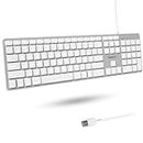 Macally Backlit Wired Keyboard for Mac | Compatible Apple Keyboard with Numeric Keypad | Comfortable All Day Typing USB Keyboard for MacBook Pro/Air, iMac, Mac Mini/Pro