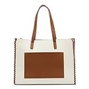 Miraggio Brooklyn Large Sized Tote Bag With Front Pocket, Office Handbag For Women, Ivory