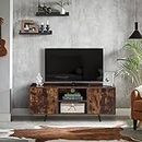 CLIPOP Mid Century Modern TV Console, 47" TV Stand for 55 Inch TVs, Wooden Entertainment Center with Storage, Open Shelf, Metal Leg for Living Room, Bedroom TV Cabinet for Flat Screens, Rustic Brown