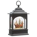 RAZ Imports Santa and Mrs. Claus Musical Lighted Water Lantern, 11-inch Height, Christmas Decor, Holiday Season, Table and Shelve Accent