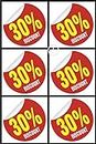 fingerz 30% Discount Offer Sale Tag Sticker High Resolution Image - Marketing Wall Poster Synthetic Glass Decal for Shop Mall Pack of 6 (6 x 6 inch , Multicolour)