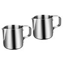 LIFKOME 2 Pcs Milk Frother Pitcher Silver Elmhurst Creamer Foamer Coffee Milk Pouring Jug Pitcher Black Frothing Pitcher Espresso Coffee Cappuccino Pitcher Cups Accessories Stainless Steel