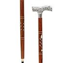 Premium Chromed Deluxe Walking Sticks | Rosewood Crafted Walking Cane with Solid Brass Chrome Decorative Bars | Walking Canes & Crutches | Nagina International (36 Inches, Deco Bar)