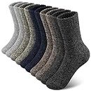 SIMIYA Merino Wool Socks for Men, 5 Pairs Winter Thick Hiking Socks, Thermal Breathable Crew Mens Socks for Outdoor Sports, Multicolor, One Size