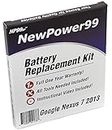 NewPower99 Battery Replacement Kit for Google Nexus 7 2013 with Tools, Video Instructions, Long Life Battery