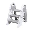Adjustable Step Stool for Kids,Toddler Step Stool with Handles and Non-Slip Steps,Two Step Stool for Toilet,Toddler Children Bathroom Kitchen Foot Stool,Toddler Step Stool Helper (Grey)