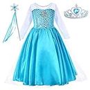 Party Chili Princess Costume for Girls Dress Up with Accessories Toddler Little Girls, Sky Blue, 2-3T