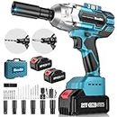 Cordless Impact Wrench, SeeSii 1/2 Impact Gun Max Torque 479 Ft-lbs(650Nm), 3300RPM w/ 2X 4.0 Battery, 6 Sockets,9 Drill,6 Screws, High Torque Power Impact Wrench for Car Home, WH700